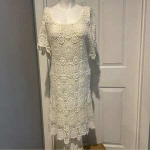 Anthropologie Nightcap Cream Crochet Lace Dress Size 3